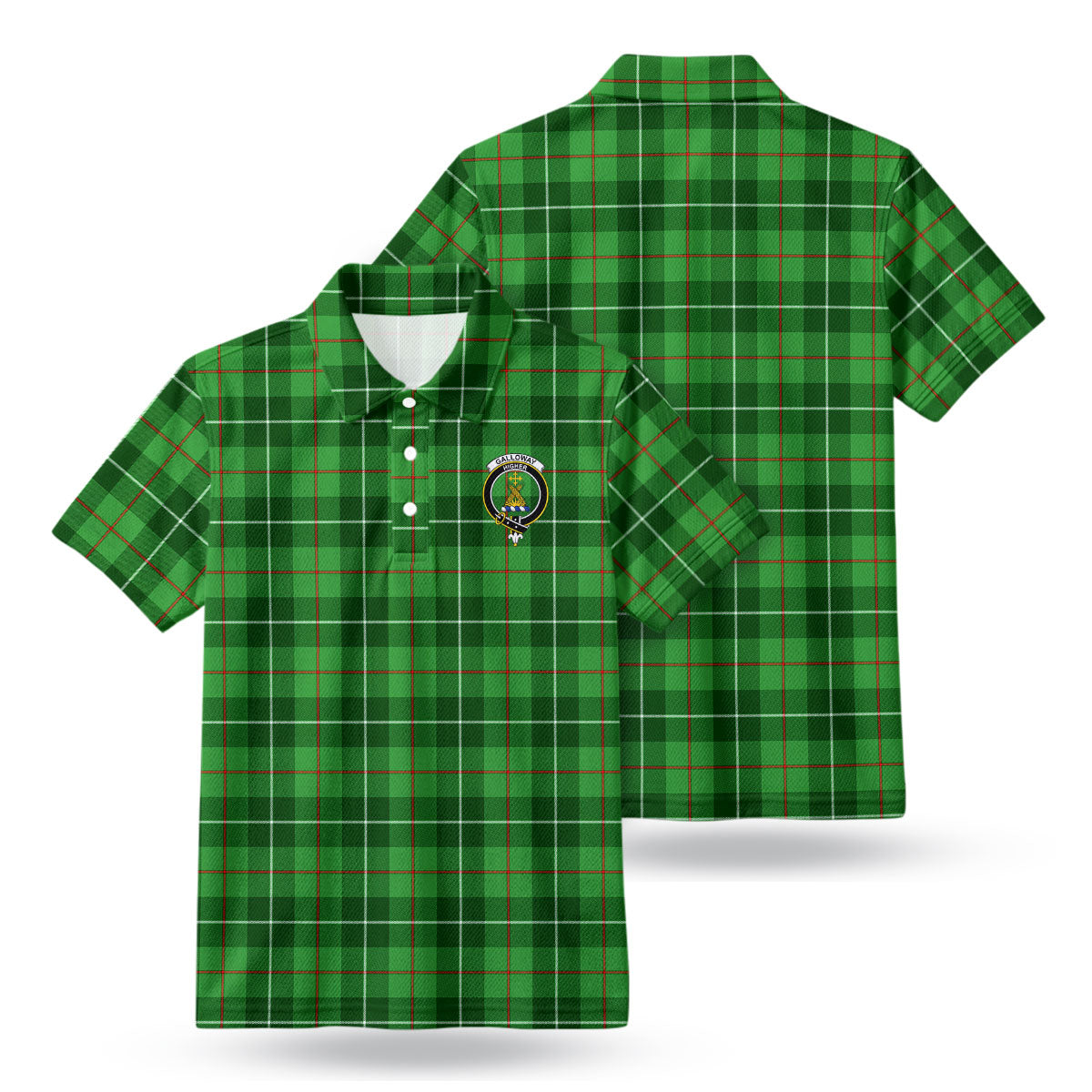 Galloway District Tartan Crest Birdseye Mesh Polo Shirt