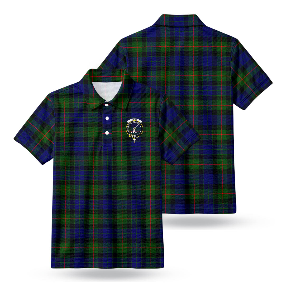 Gunn Modern Tartan Crest Birdseye Mesh Polo Shirt