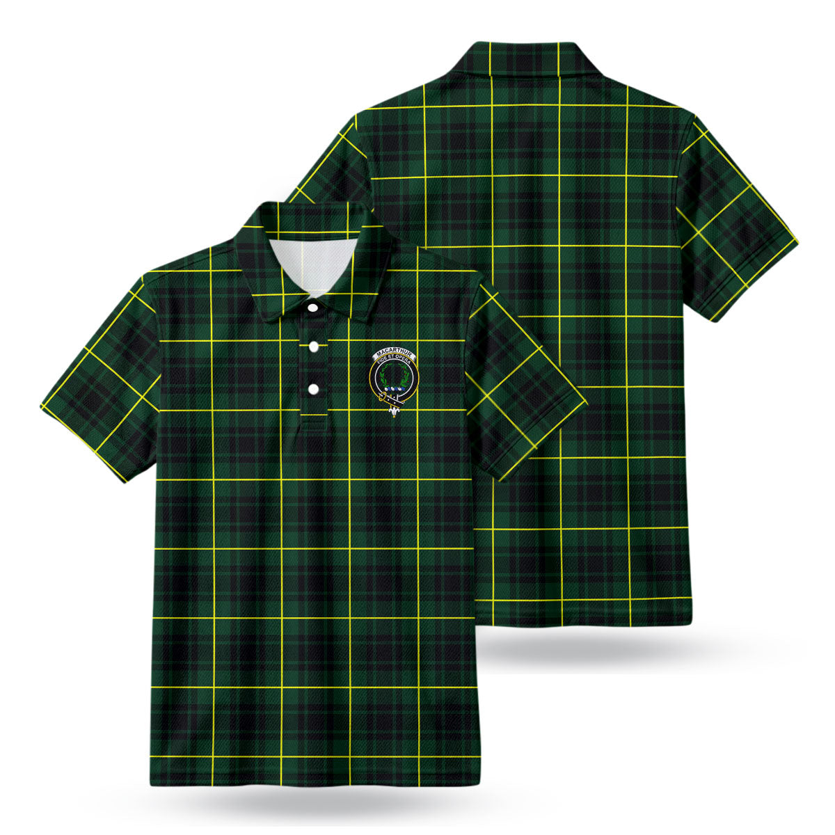 MacArthur Modern Tartan Crest Birdseye Mesh Polo Shirt