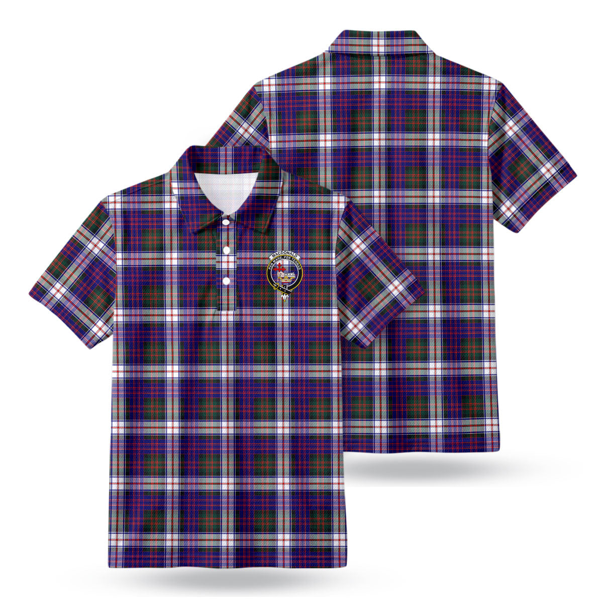 MacDonald Dress Modern Tartan Crest Birdseye Mesh Polo Shirt