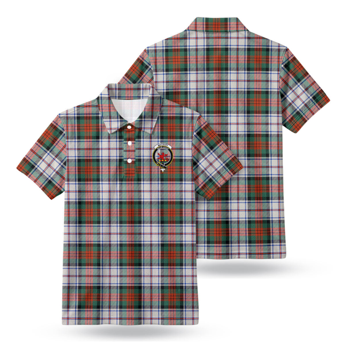 MacDuff Dress Ancient Tartan Crest Birdseye Mesh Polo Shirt