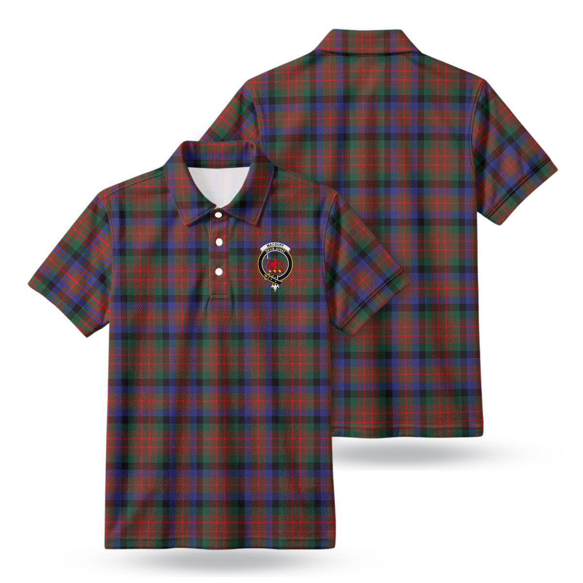 MacDuff Hunting Modern Tartan Crest Birdseye Mesh Polo Shirt