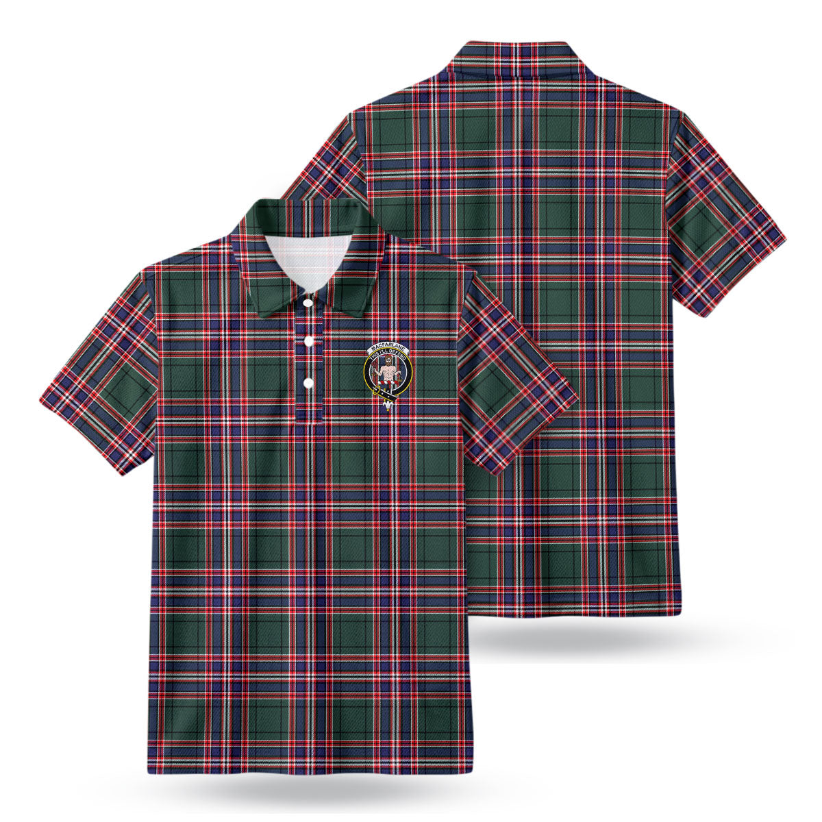 MacFarlane Hunting Modern Tartan Crest Birdseye Mesh Polo Shirt