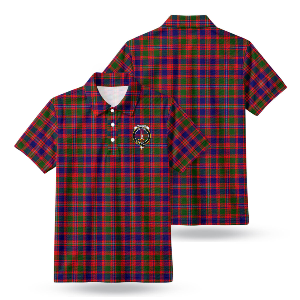 MacIntyre Modern Tartan Crest Birdseye Mesh Polo Shirt