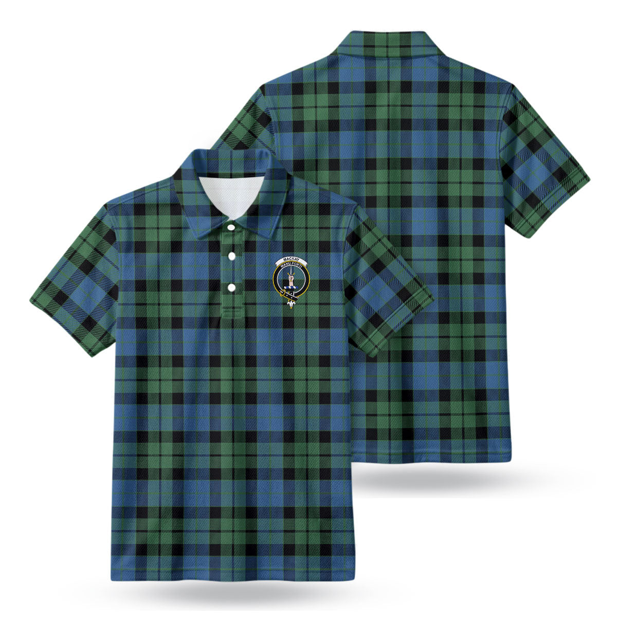 MacKay Ancient Tartan Crest Birdseye Mesh Polo Shirt