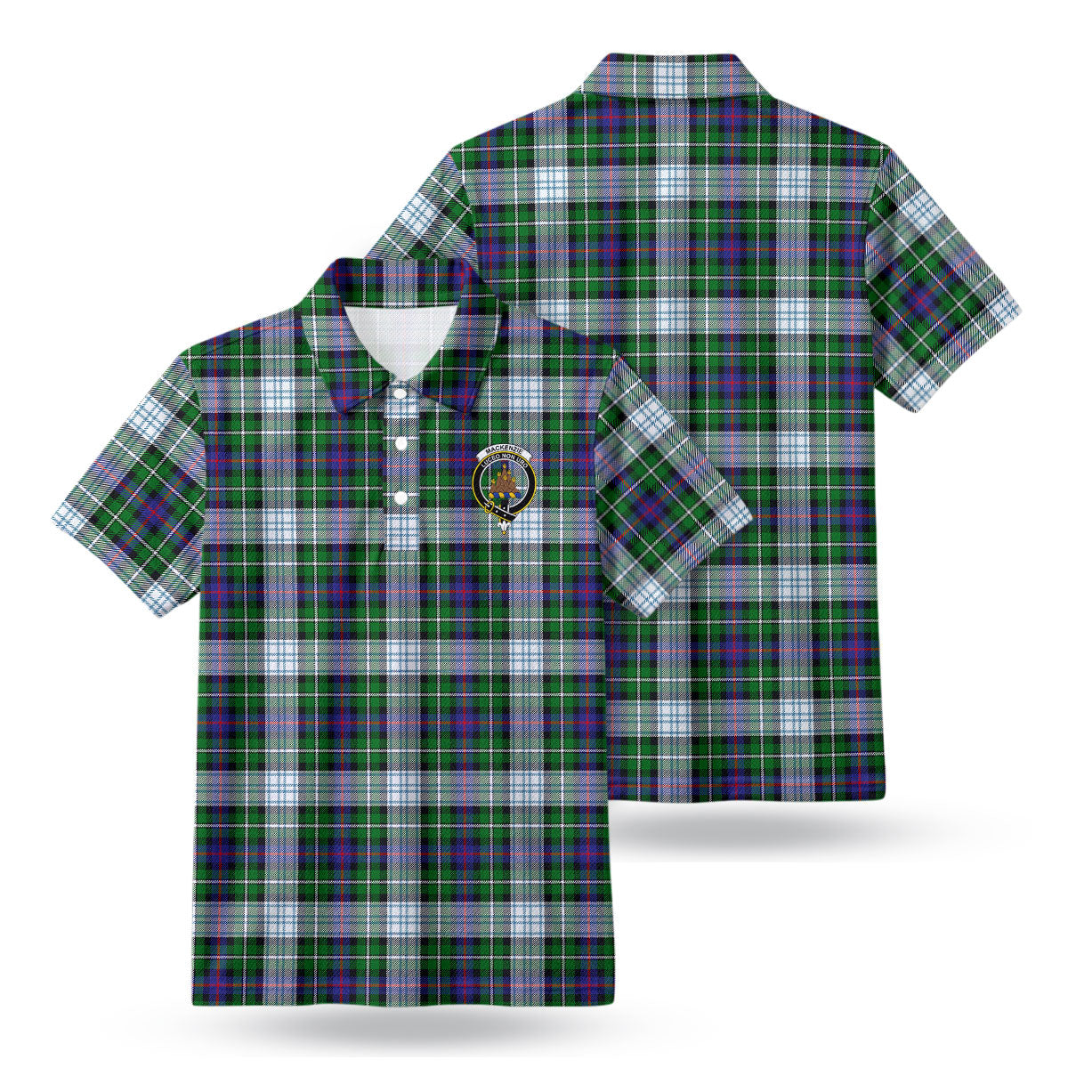 MacKenzie Dress Modern Tartan Crest Birdseye Mesh Polo Shirt