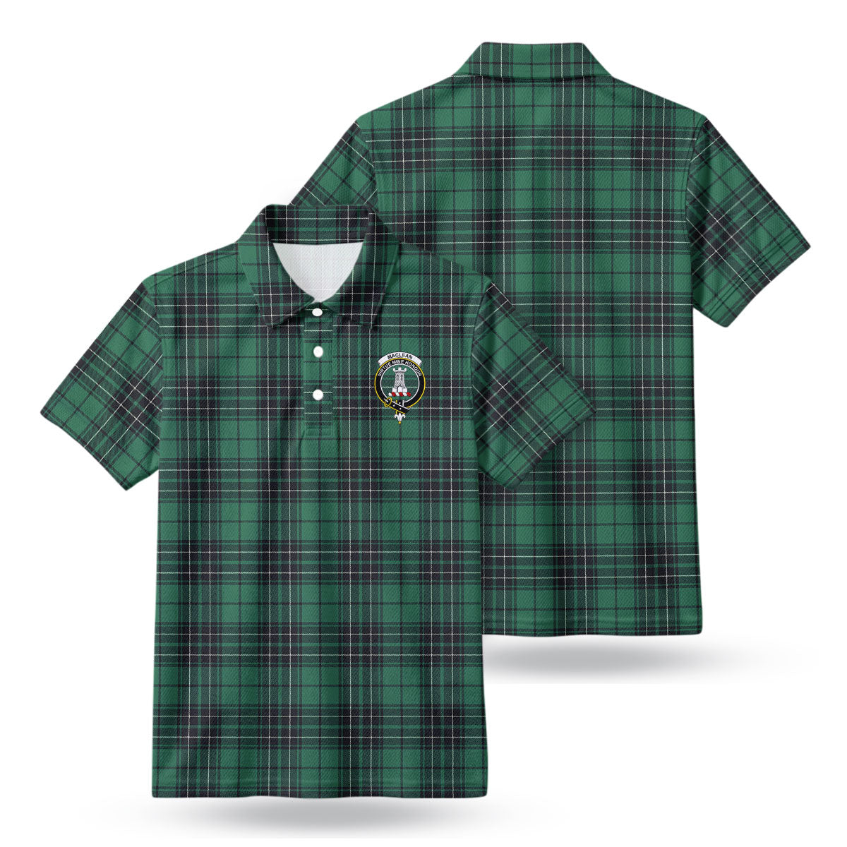 MacLean Hunting Ancient Tartan Crest Birdseye Mesh Polo Shirt