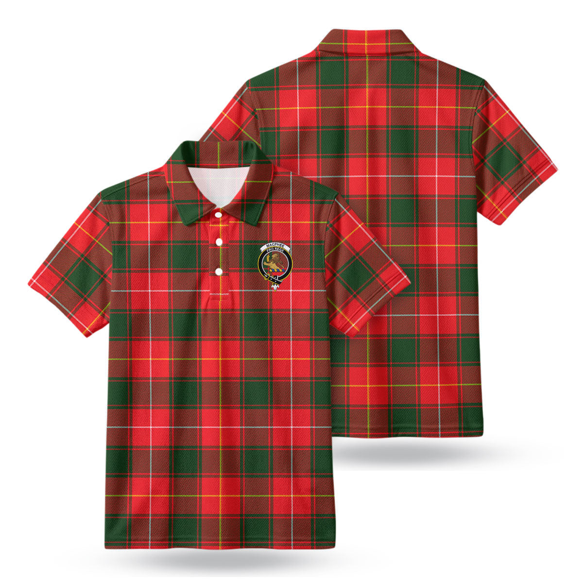 MacPhee Modern Tartan Crest Birdseye Mesh Polo Shirt