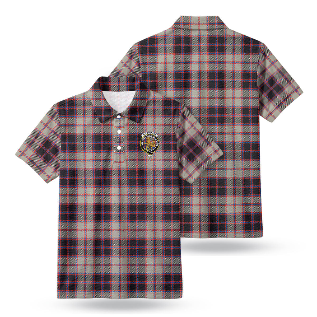 MacPherson Hunting Ancient Tartan Crest Birdseye Mesh Polo Shirt