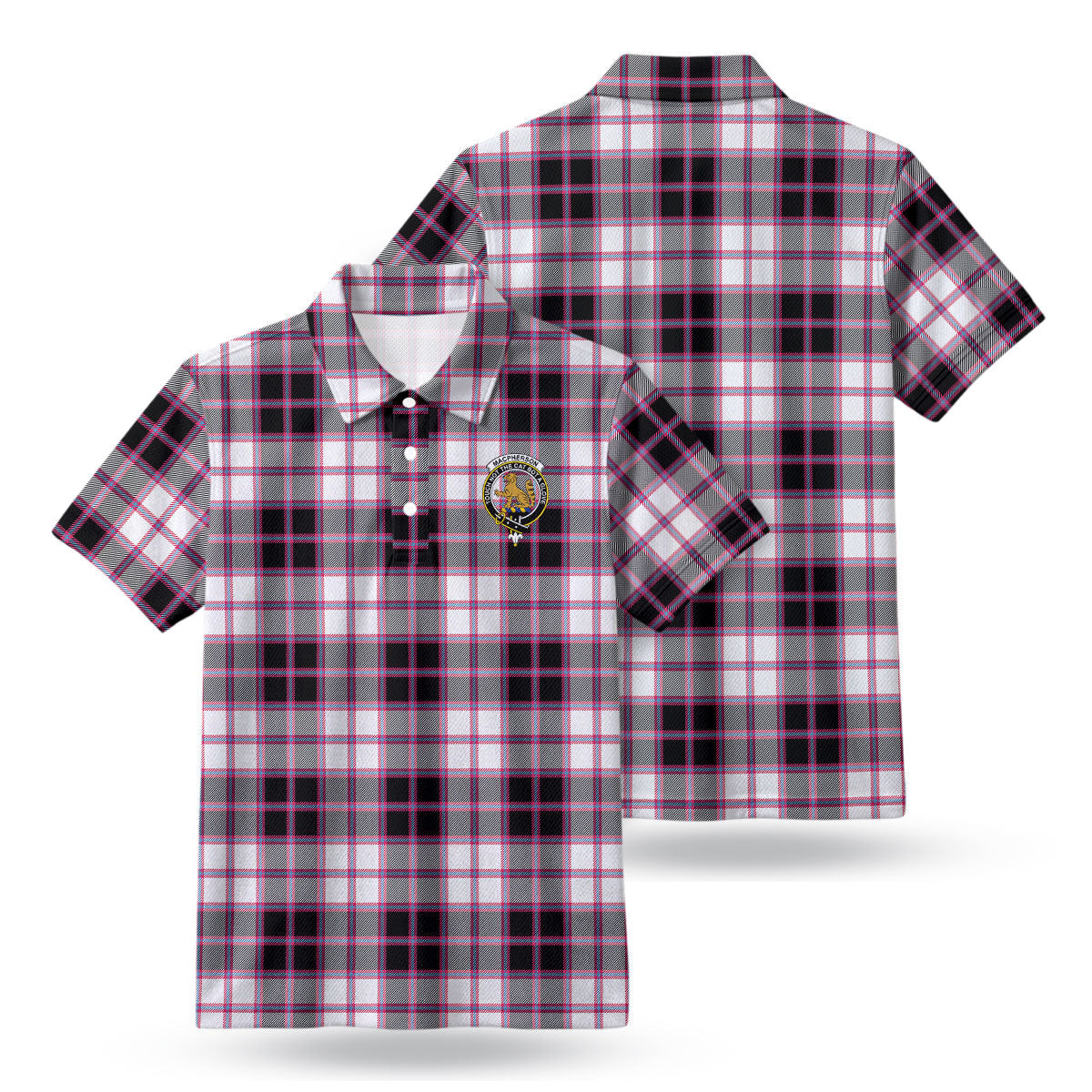 MacPherson Hunting Modern Tartan Crest Birdseye Mesh Polo Shirt