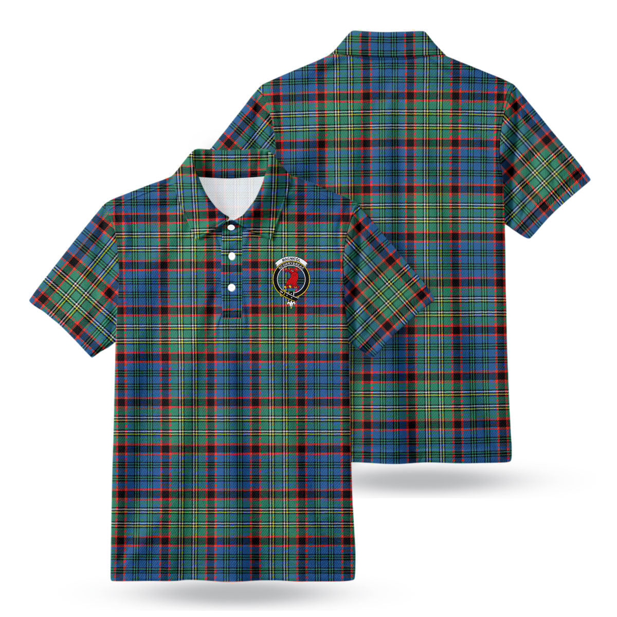 MacNicol Hunting Ancient Tartan Crest Birdseye Mesh Polo Shirt