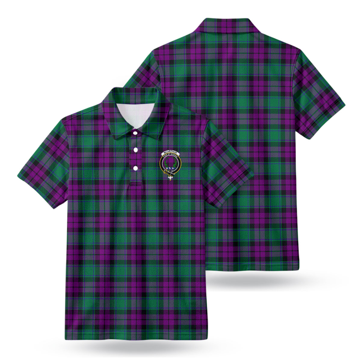 McArthur - Milton Tartan Crest Birdseye Mesh Polo Shirt