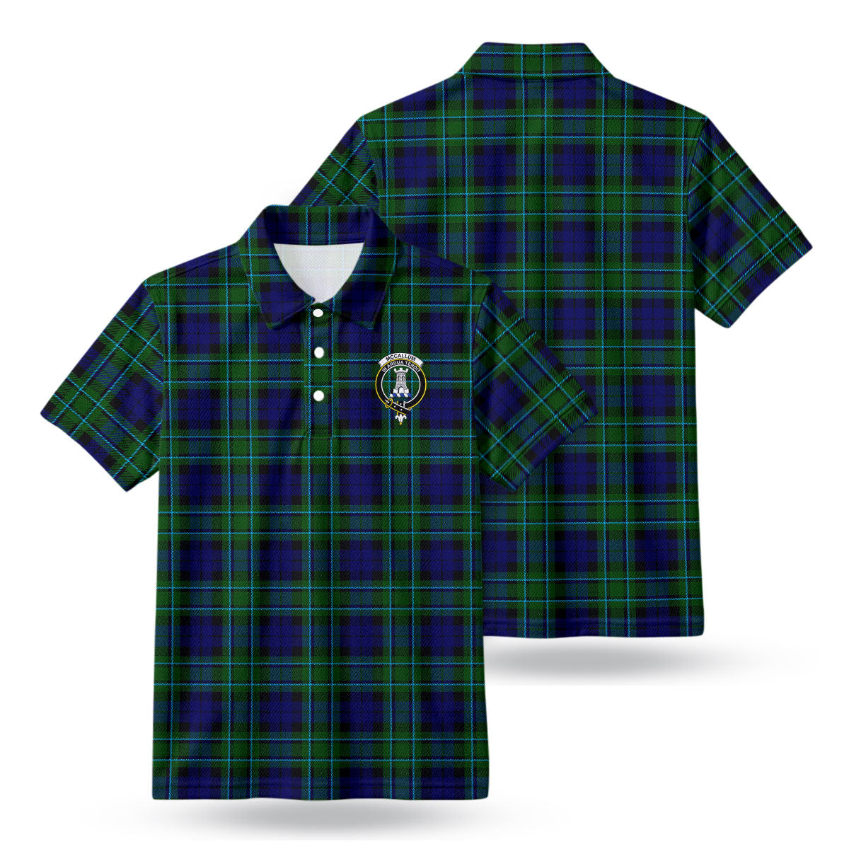 McCallum Modern Tartan Crest Birdseye Mesh Polo Shirt