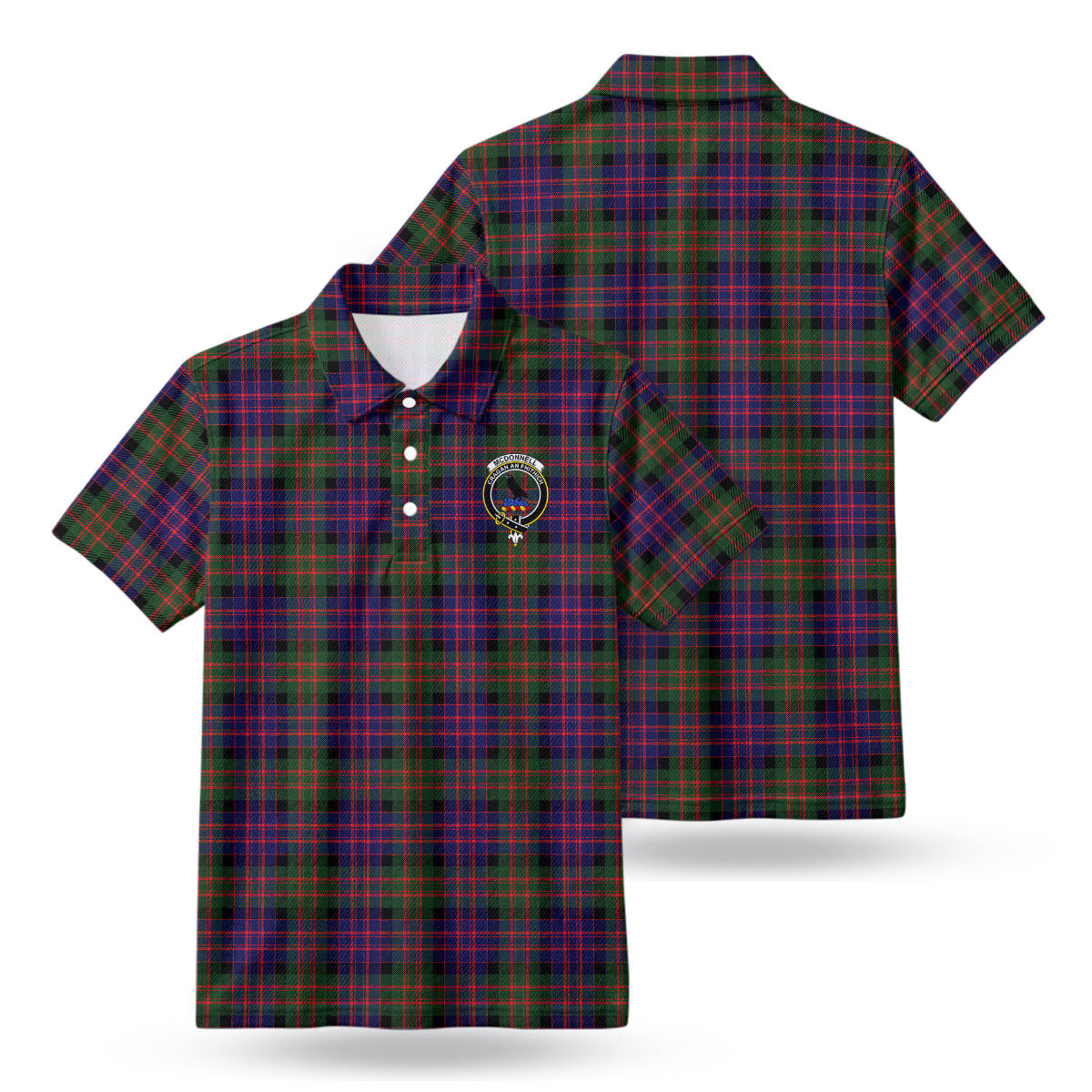 McDonnell of Glengarry Modern Tartan Crest Birdseye Mesh Polo Shirt