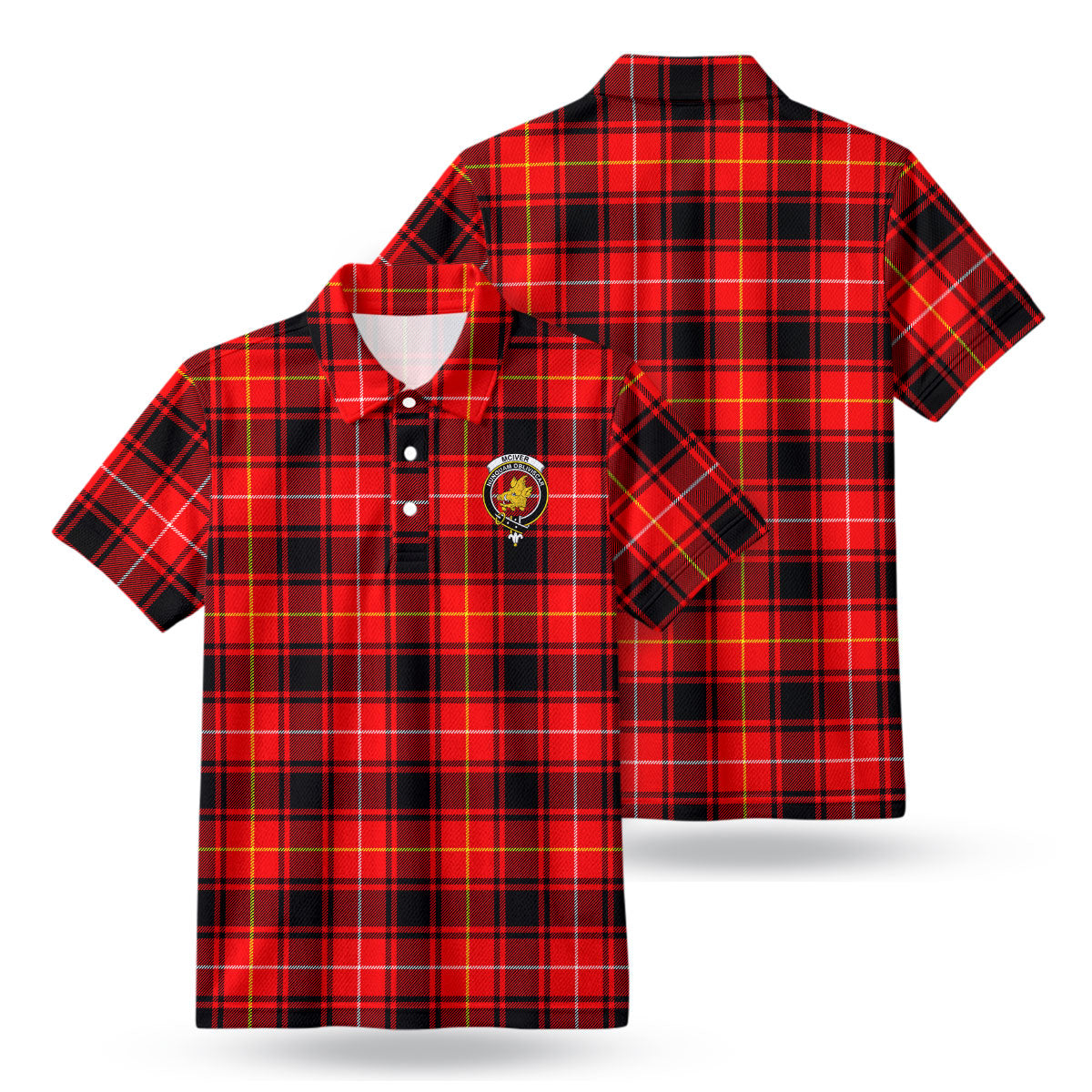 McIver Modern Tartan Crest Birdseye Mesh Polo Shirt