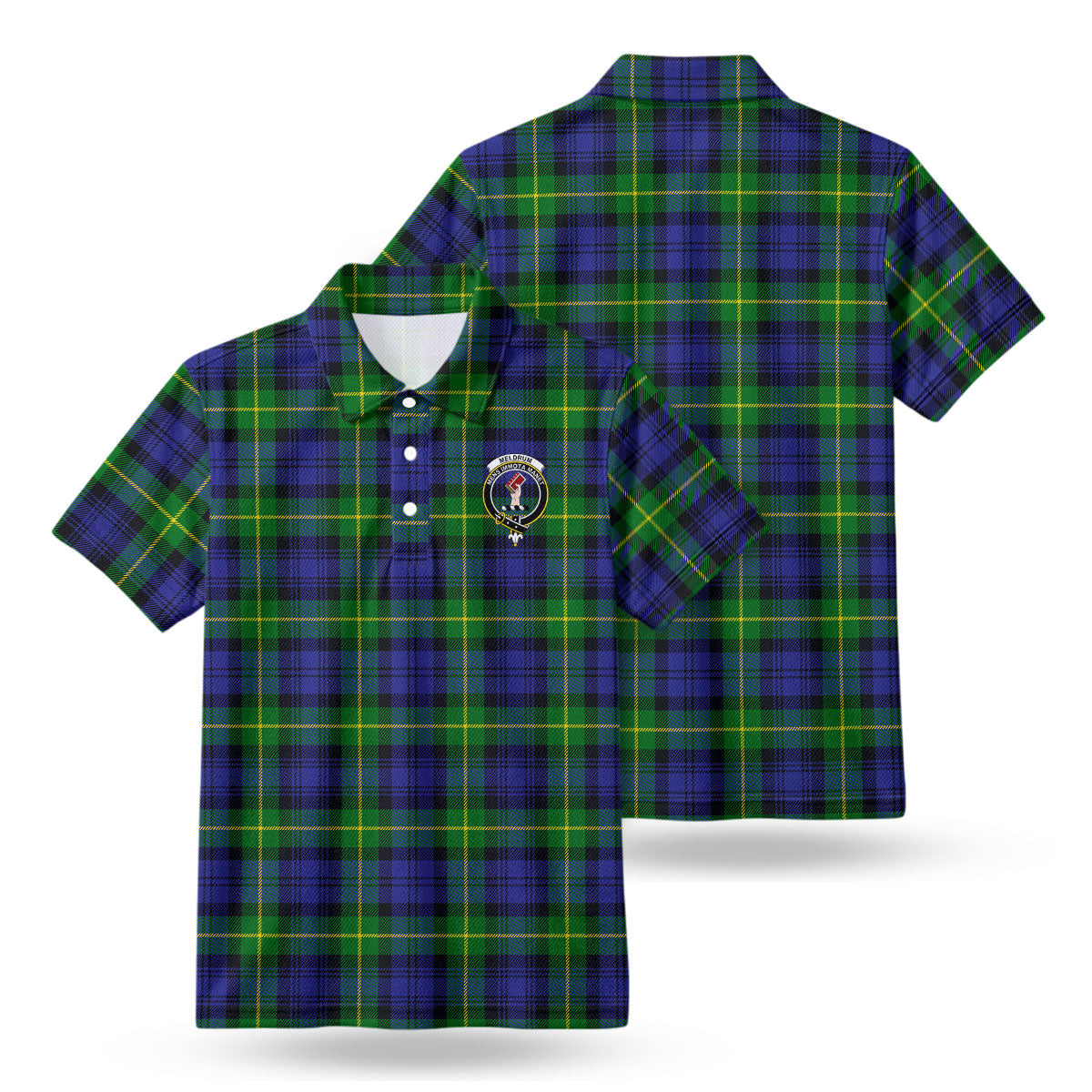 Meldrum Tartan Crest Birdseye Mesh Polo Shirt