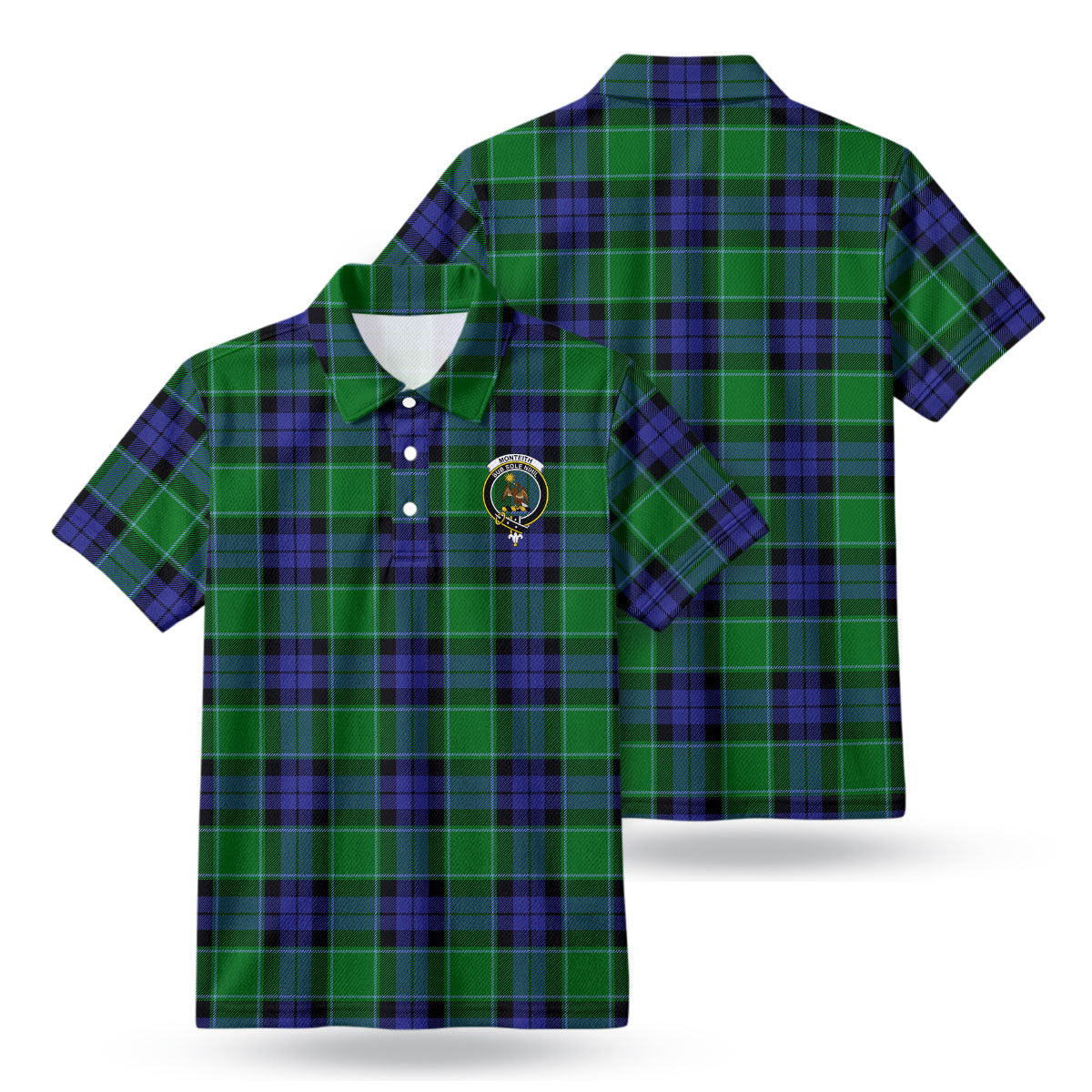 Monteith Tartan Crest Birdseye Mesh Polo Shirt