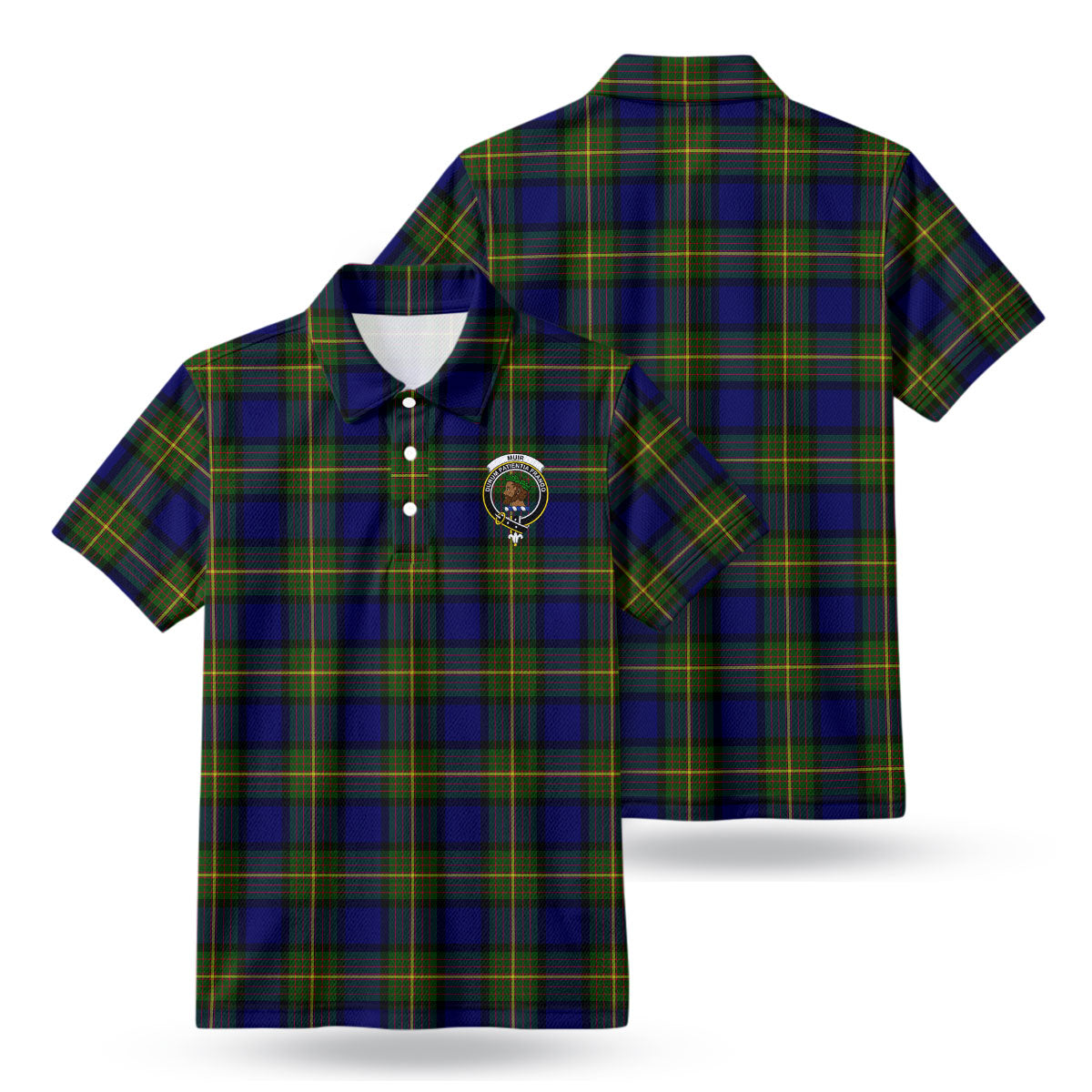 Muir Tartan Crest Birdseye Mesh Polo Shirt