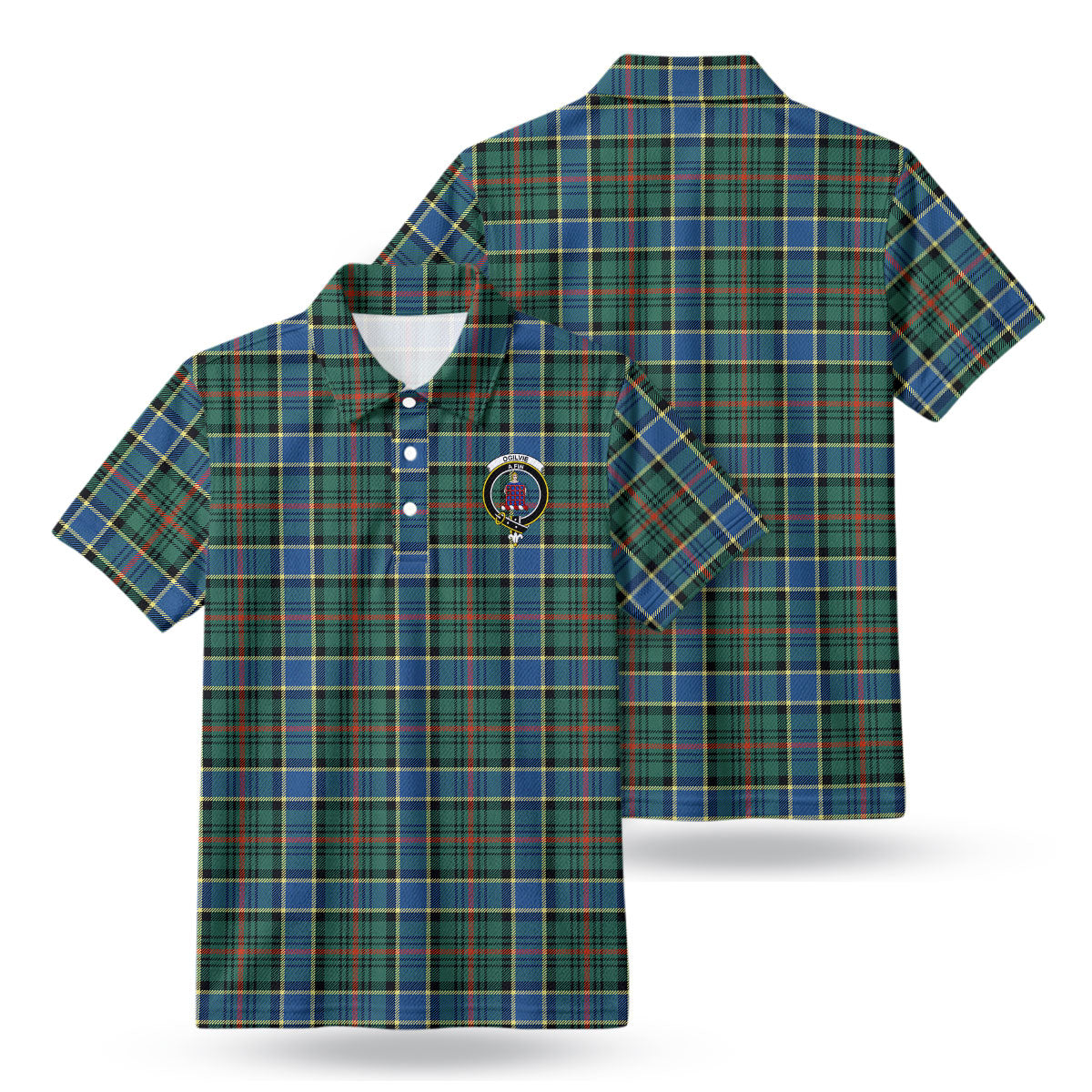 Ogilvie Hunting Ancient Tartan Crest Birdseye Mesh Polo Shirt