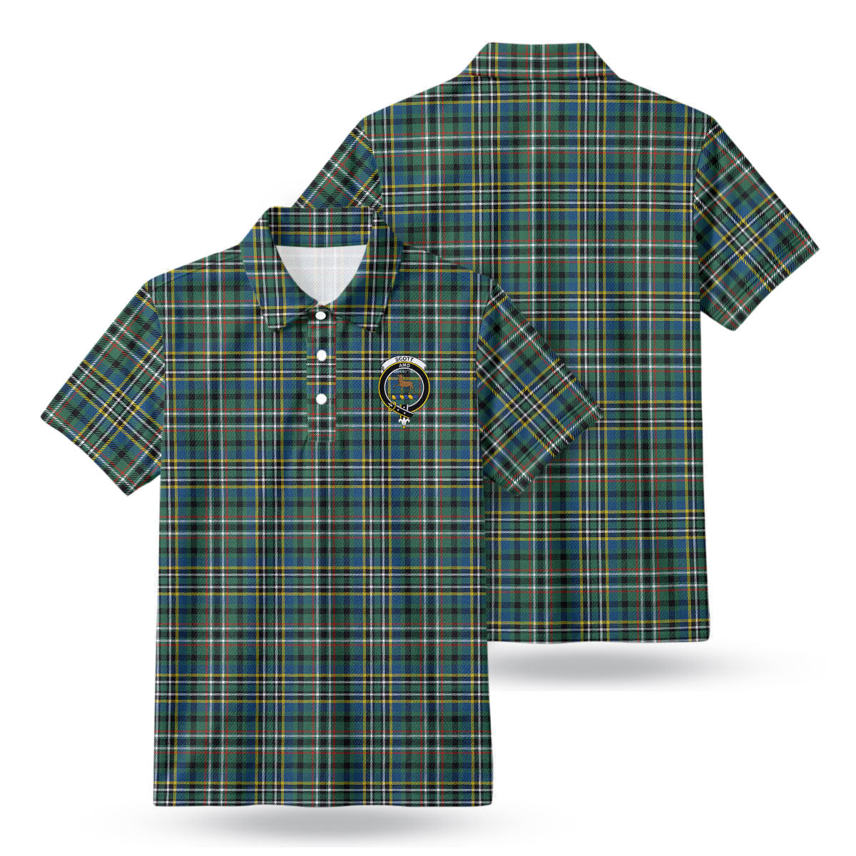 Scott Green Ancient Tartan Crest Birdseye Mesh Polo Shirt