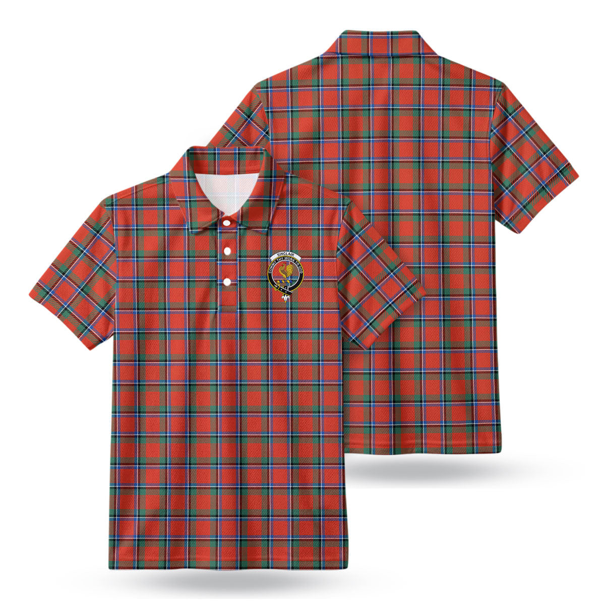 Sinclair Ancient Tartan Crest Birdseye Mesh Polo Shirt