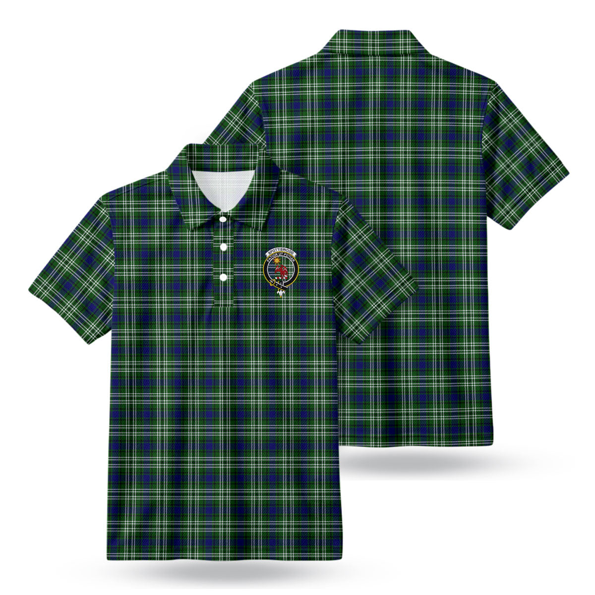 Spottiswood Tartan Crest Birdseye Mesh Polo Shirt