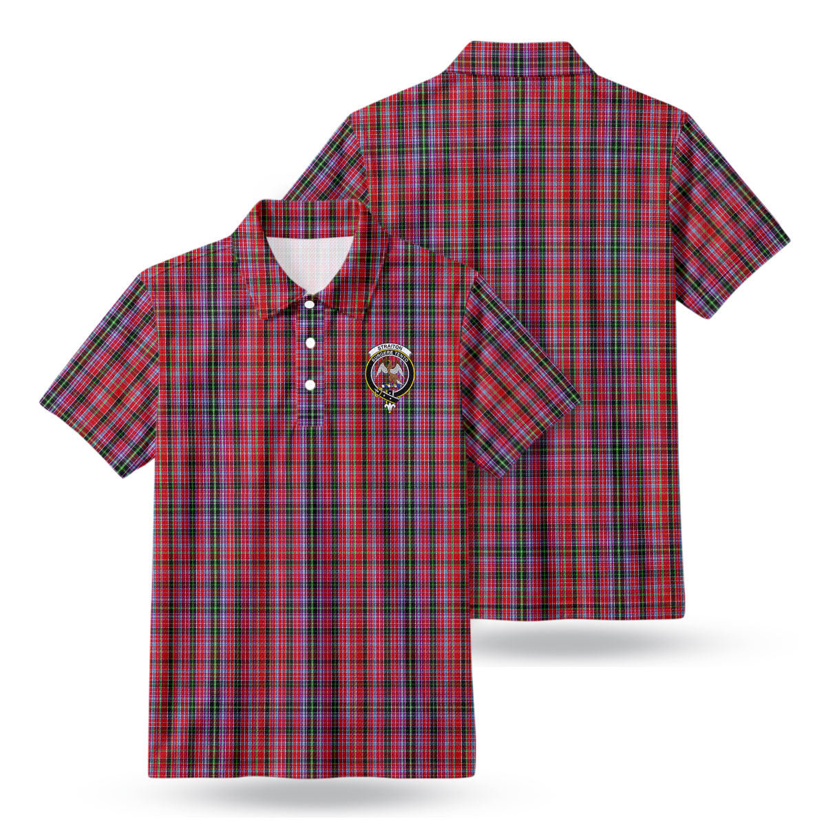 Straiton Tartan Crest Birdseye Mesh Polo Shirt