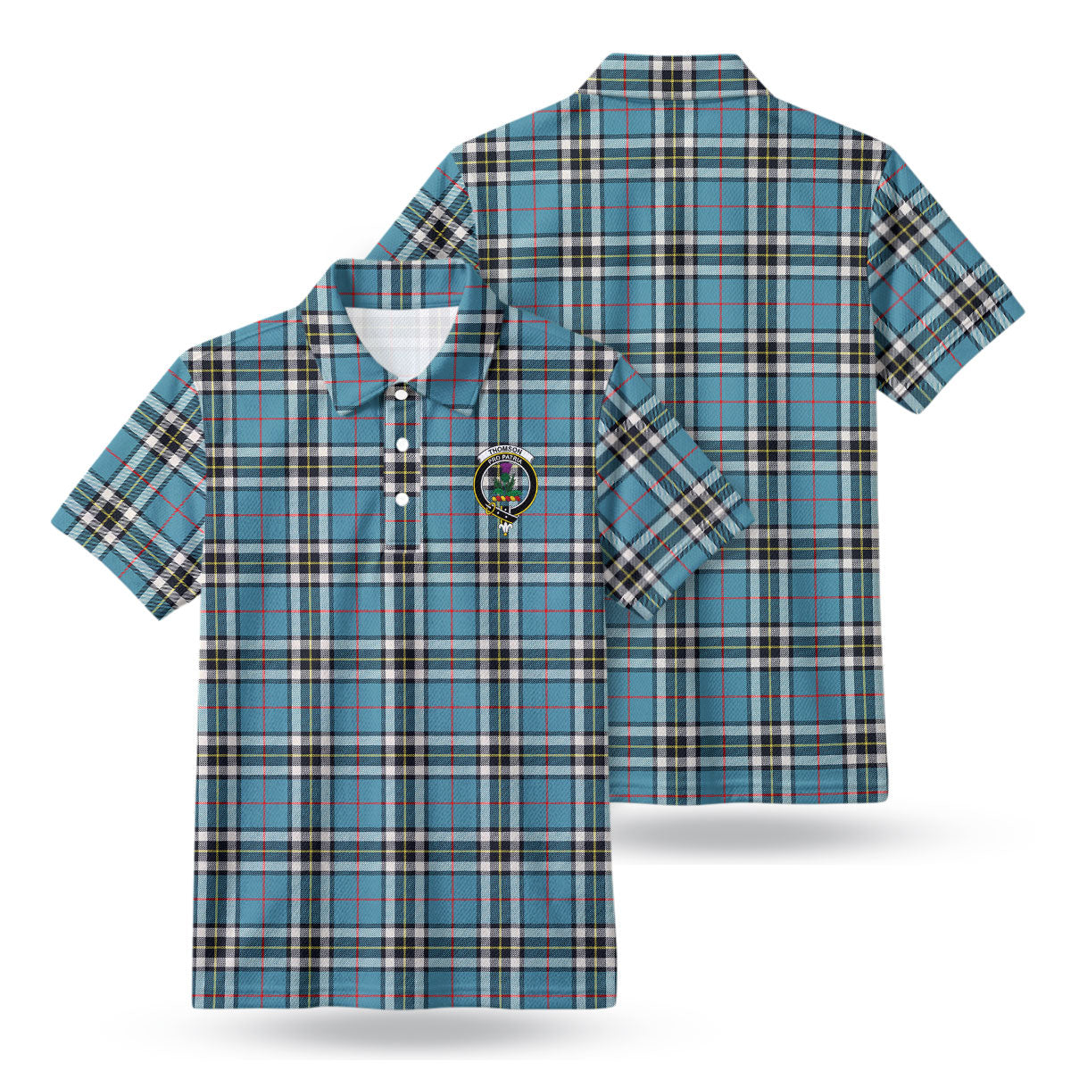 Thomson Blue Tartan Crest Birdseye Mesh Polo Shirt