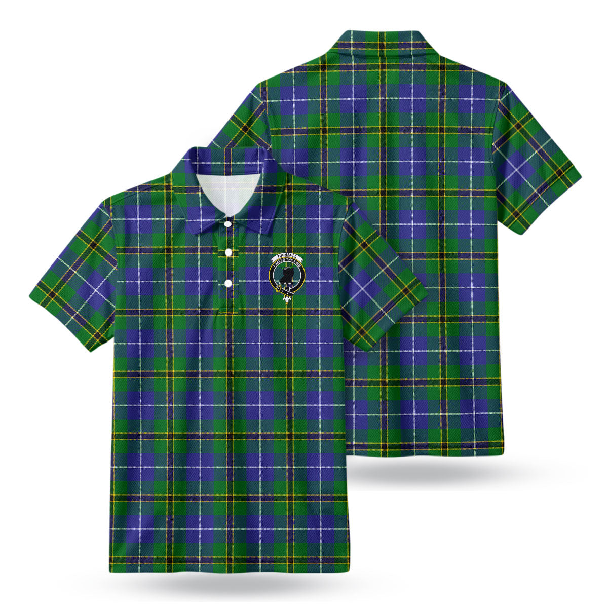 Turnbull Hunting Tartan Crest Birdseye Mesh Polo Shirt