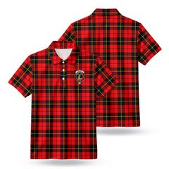 Wallace Hunting Red Tartan Crest Birdseye Mesh Polo Shirt