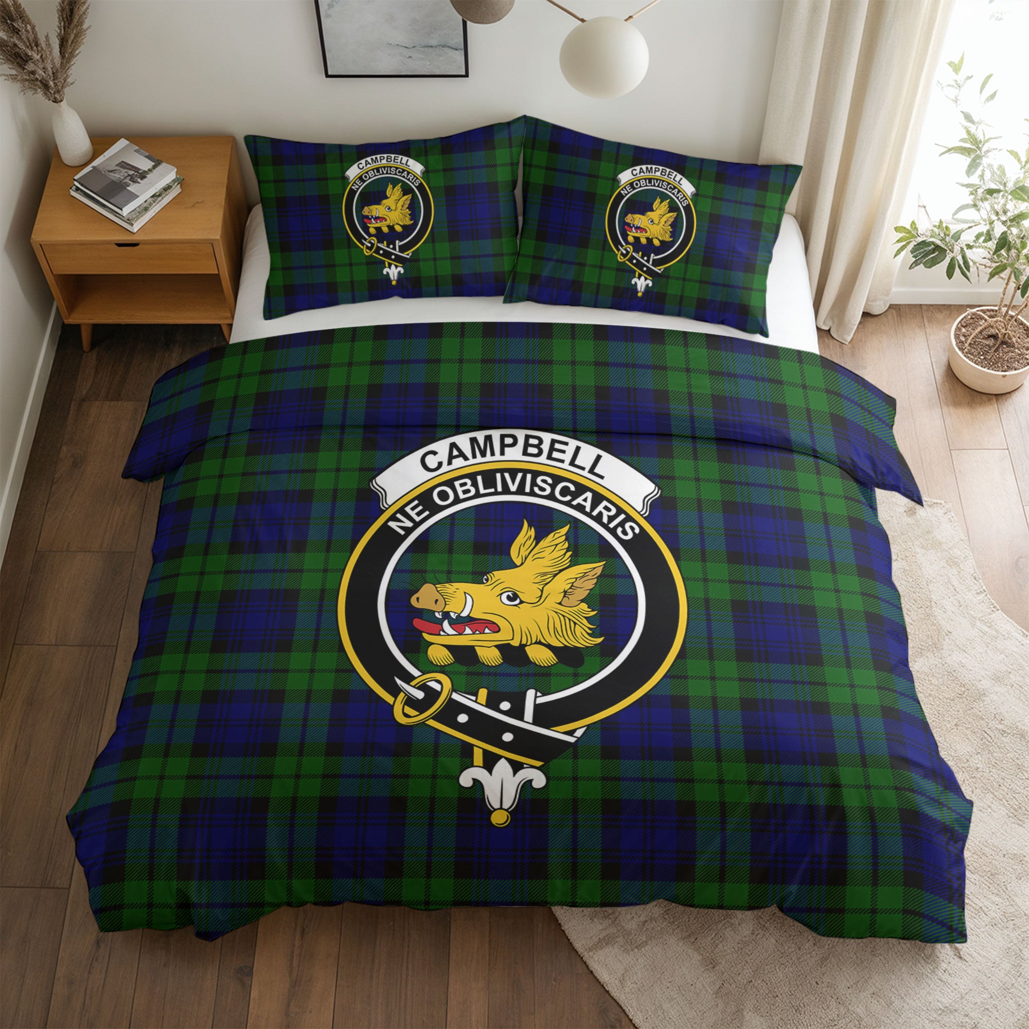 Campbell Modern Tartan Crest Bedding Set