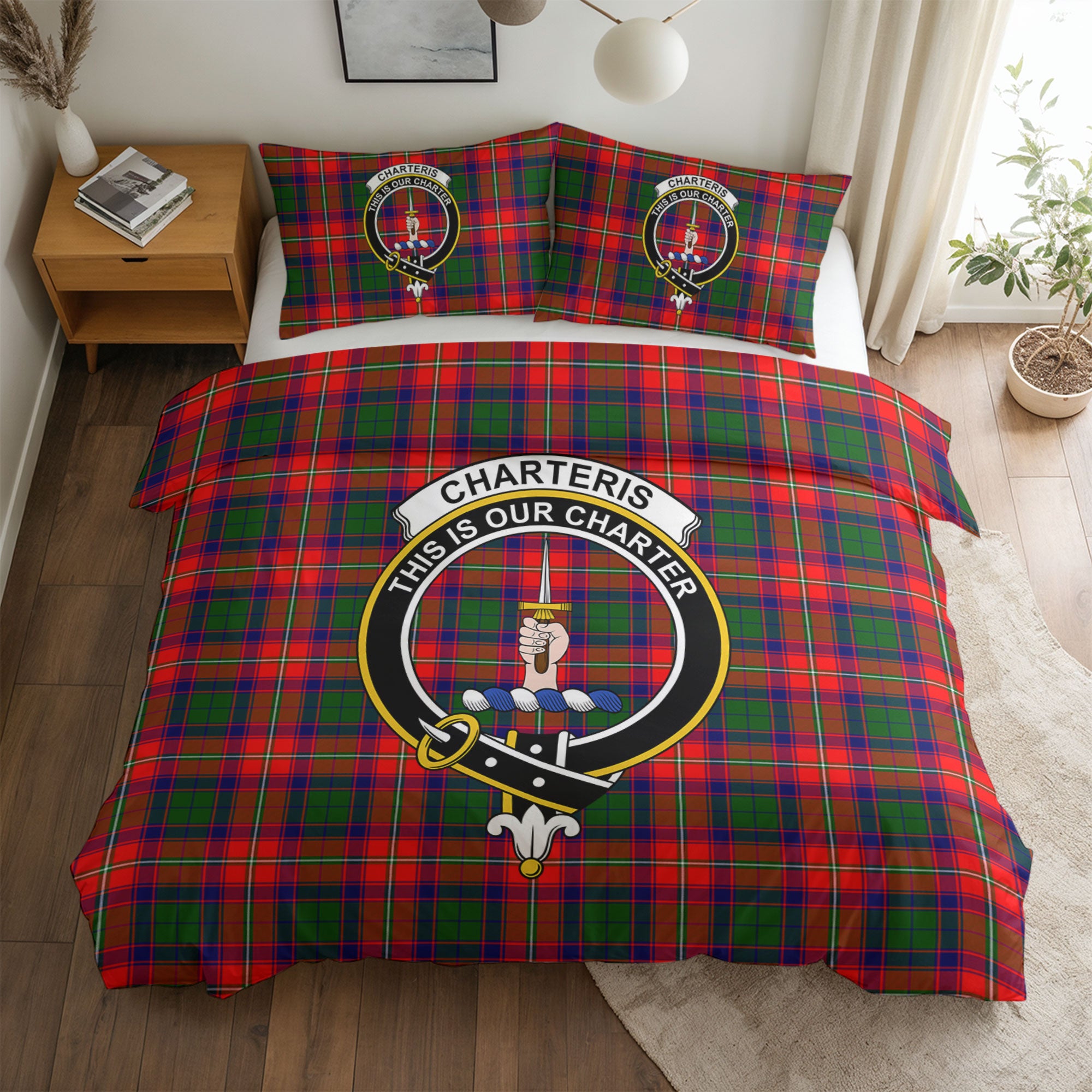Charteris (Earl of Wemyss) Tartan Crest Bedding Set