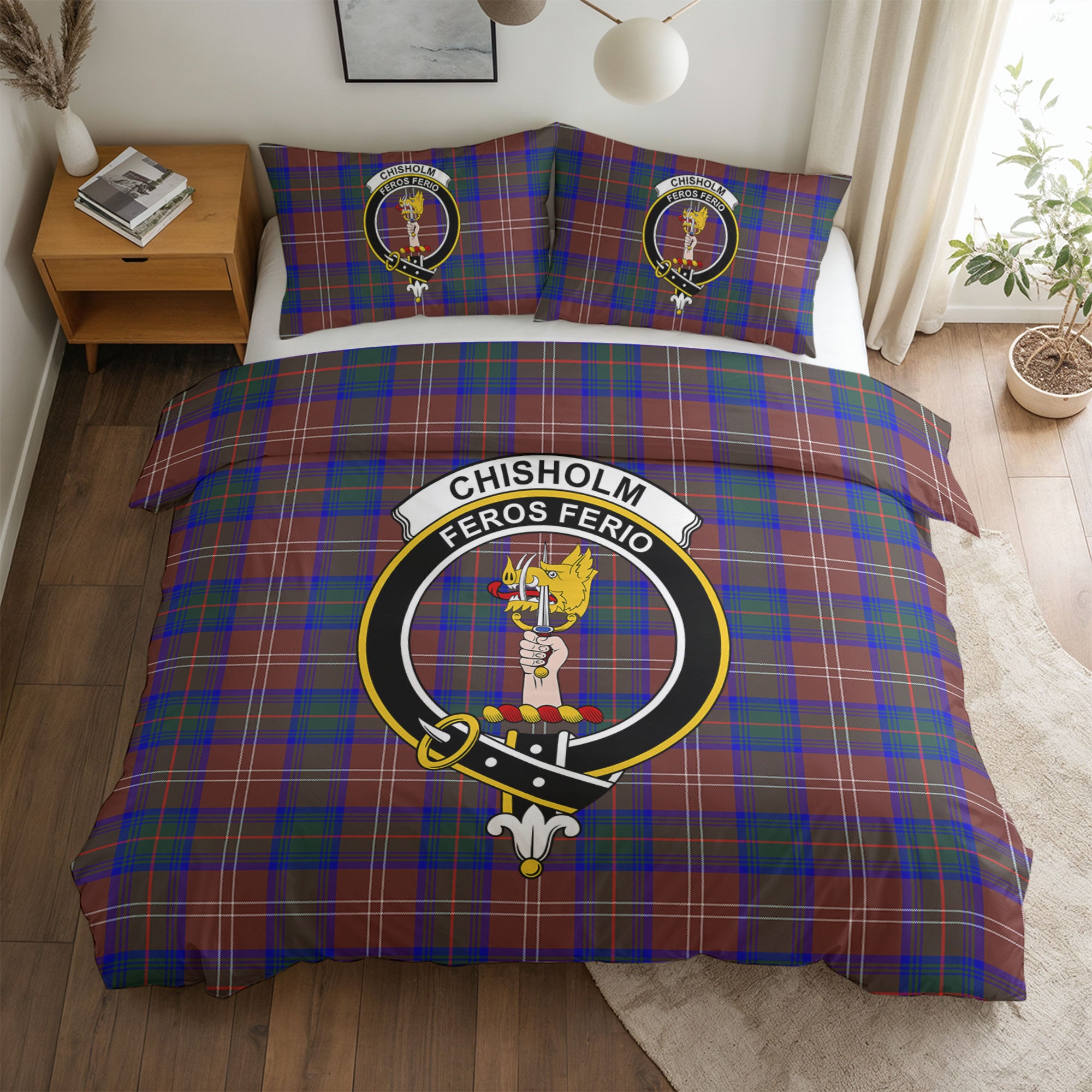 Chisholm Hunting Modern Tartan Crest Bedding Set