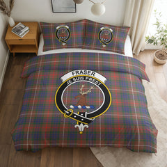 Fraser (of Lovat) Hunting Modern Tartan Crest Bedding Set