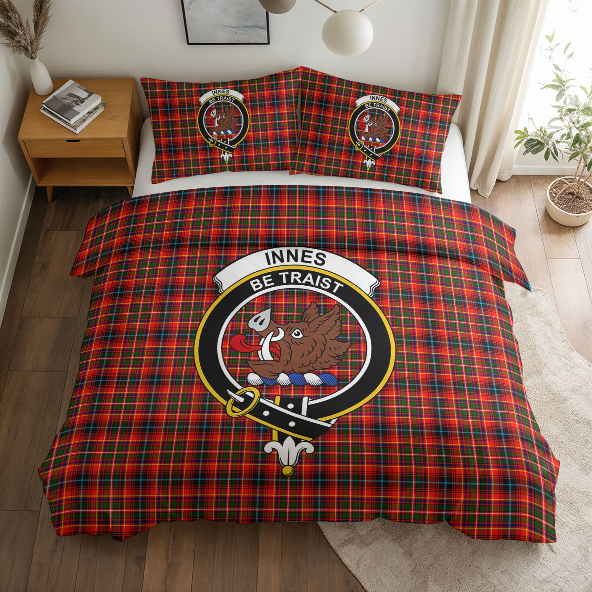 Innes Modern Tartan Crest Bedding Set