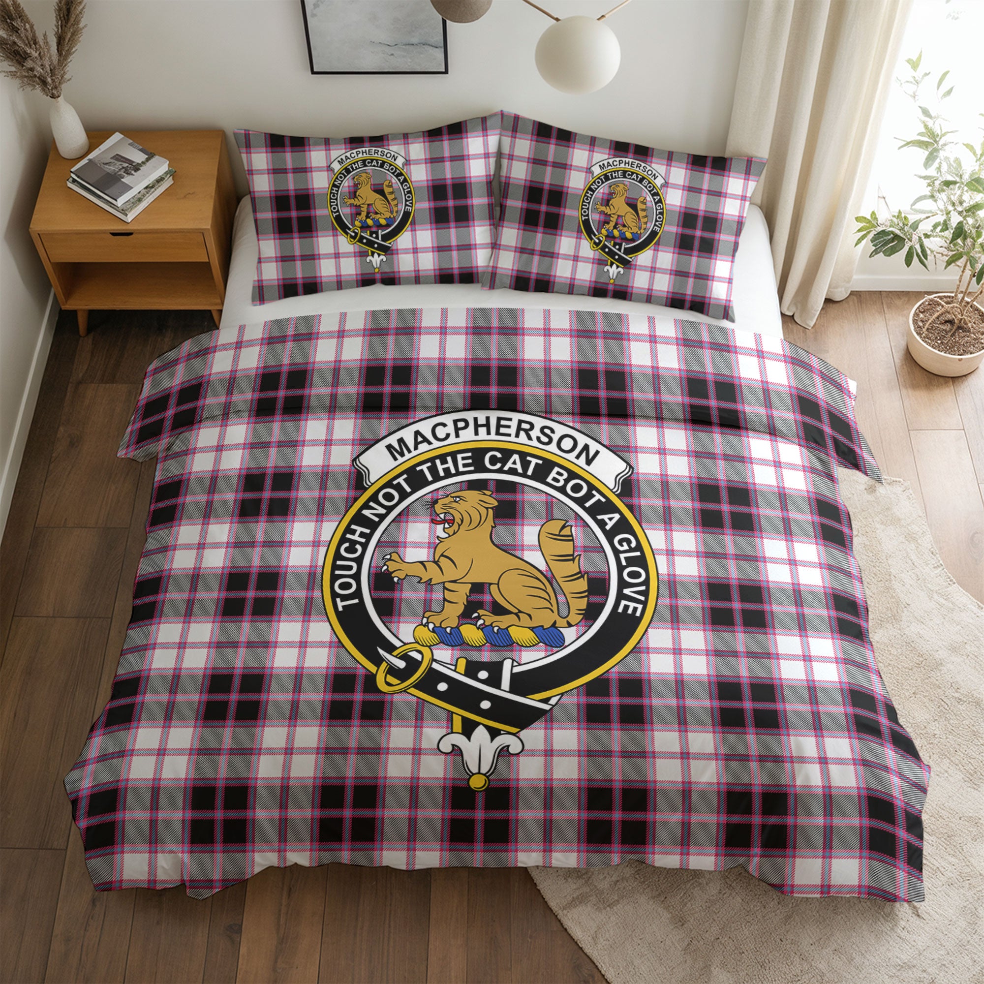 MacPherson Hunting Modern Tartan Crest Bedding Set