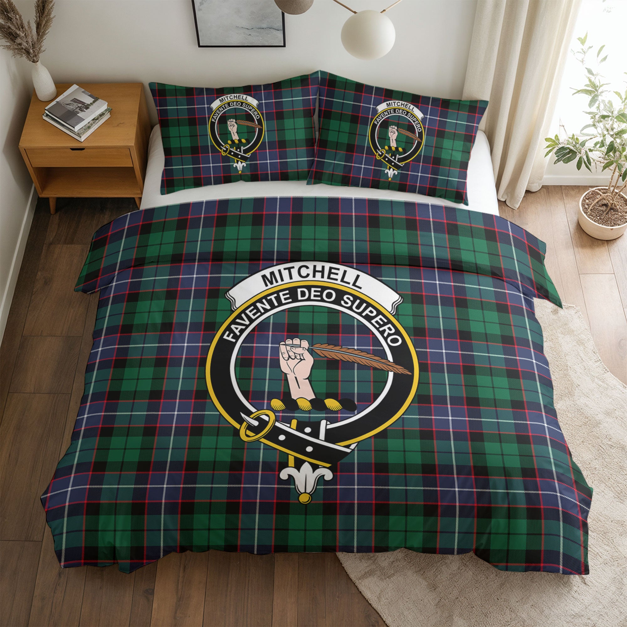 Mitchell Modern Tartan Crest Bedding Set