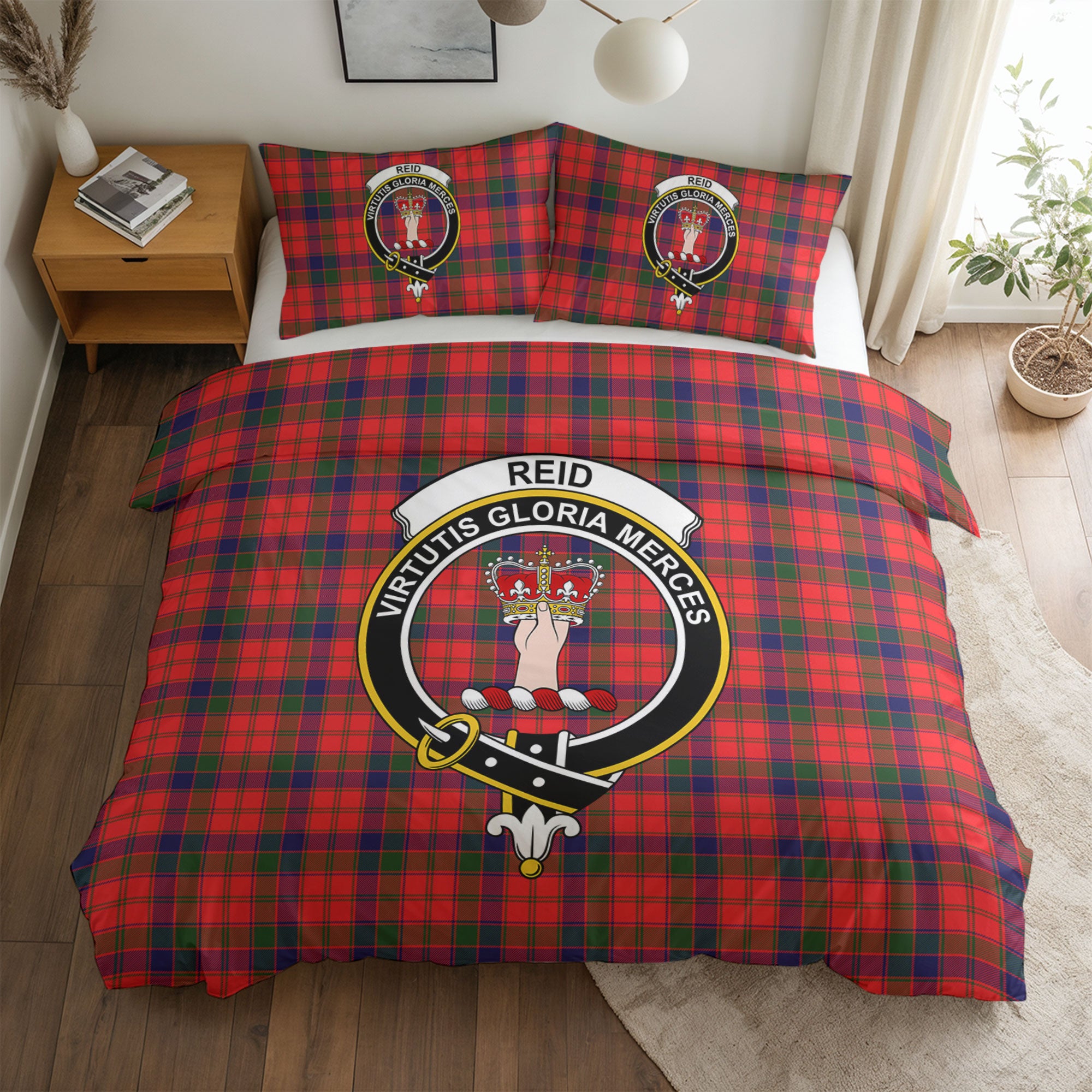 Reid Modern Tartan Crest Bedding Set
