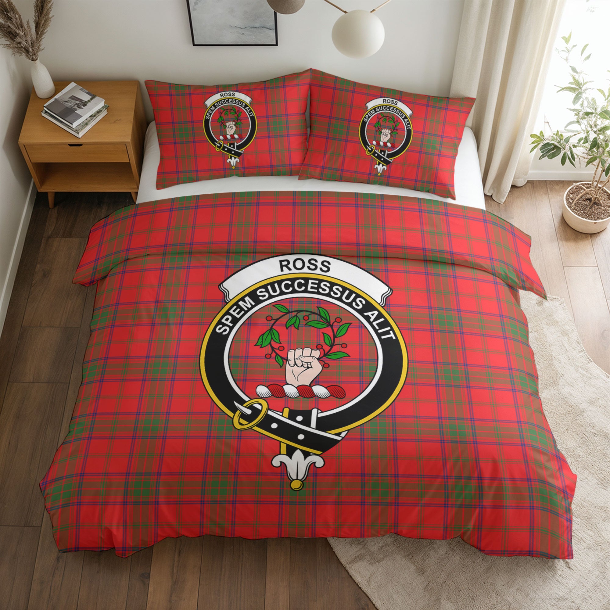 Ross Modern Tartan Crest Bedding Set