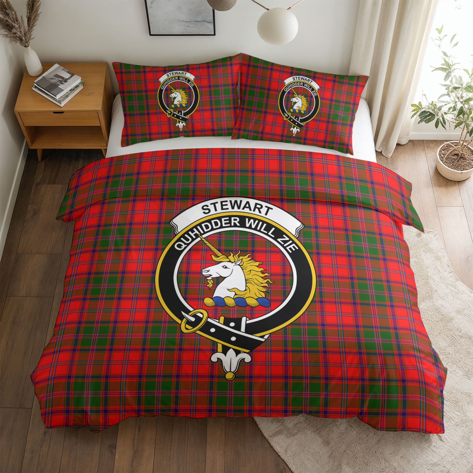 Stewart of Appin Modern Tartan Crest Bedding Set