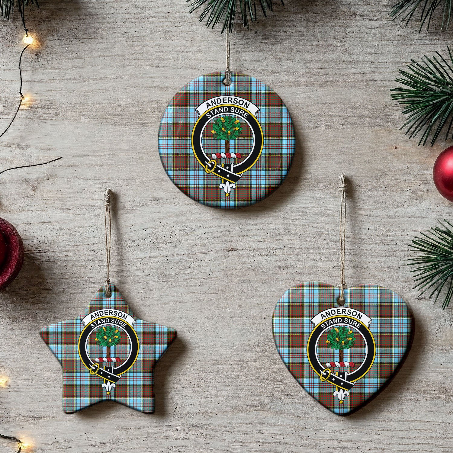 Anderson Ancient Tartan Crest Christmas Ceramic Ornament