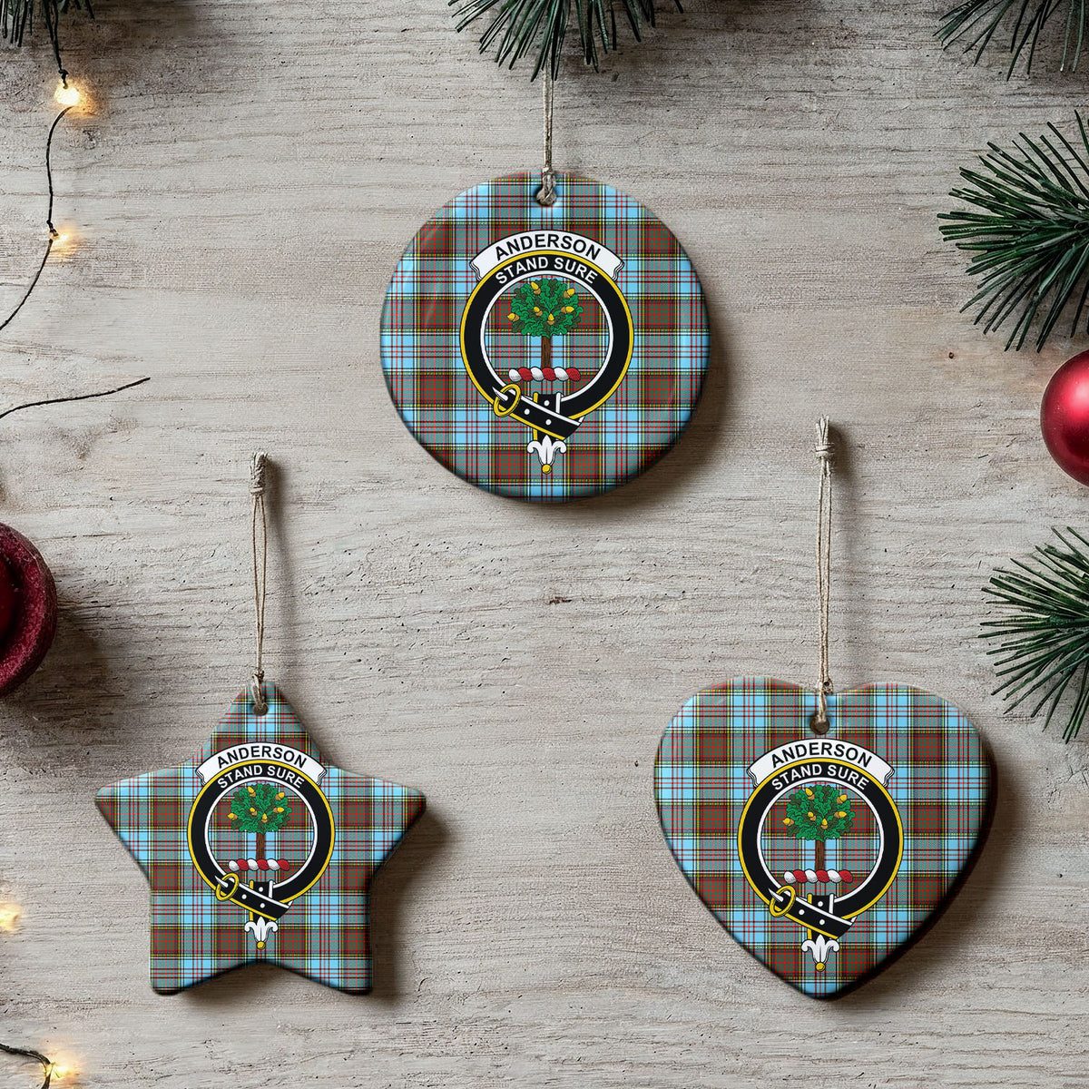 Anderson Ancient Tartan Crest Christmas Ceramic Ornament