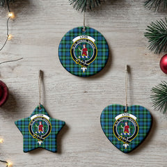 Lyon Tartan Crest Christmas Ceramic Ornament