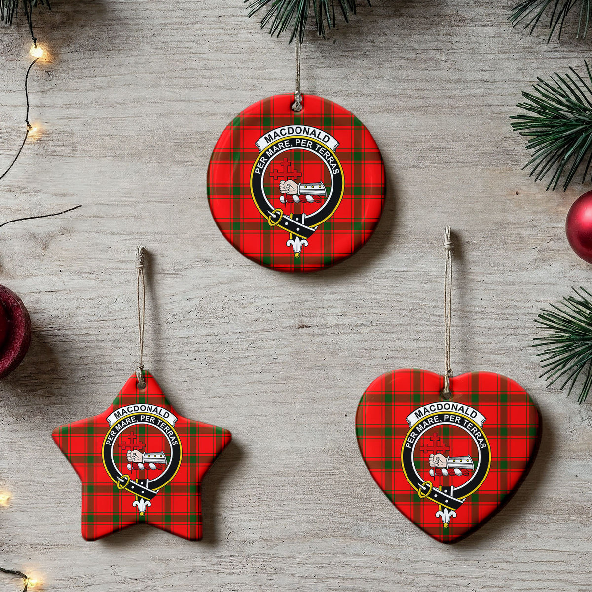 MacDonald of Sleat Tartan Crest Christmas Ceramic Ornament