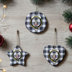 MacRae Dress Modern Tartan Crest Christmas Ceramic Ornament