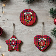 MacRae Modern Tartan Crest Christmas Ceramic Ornament