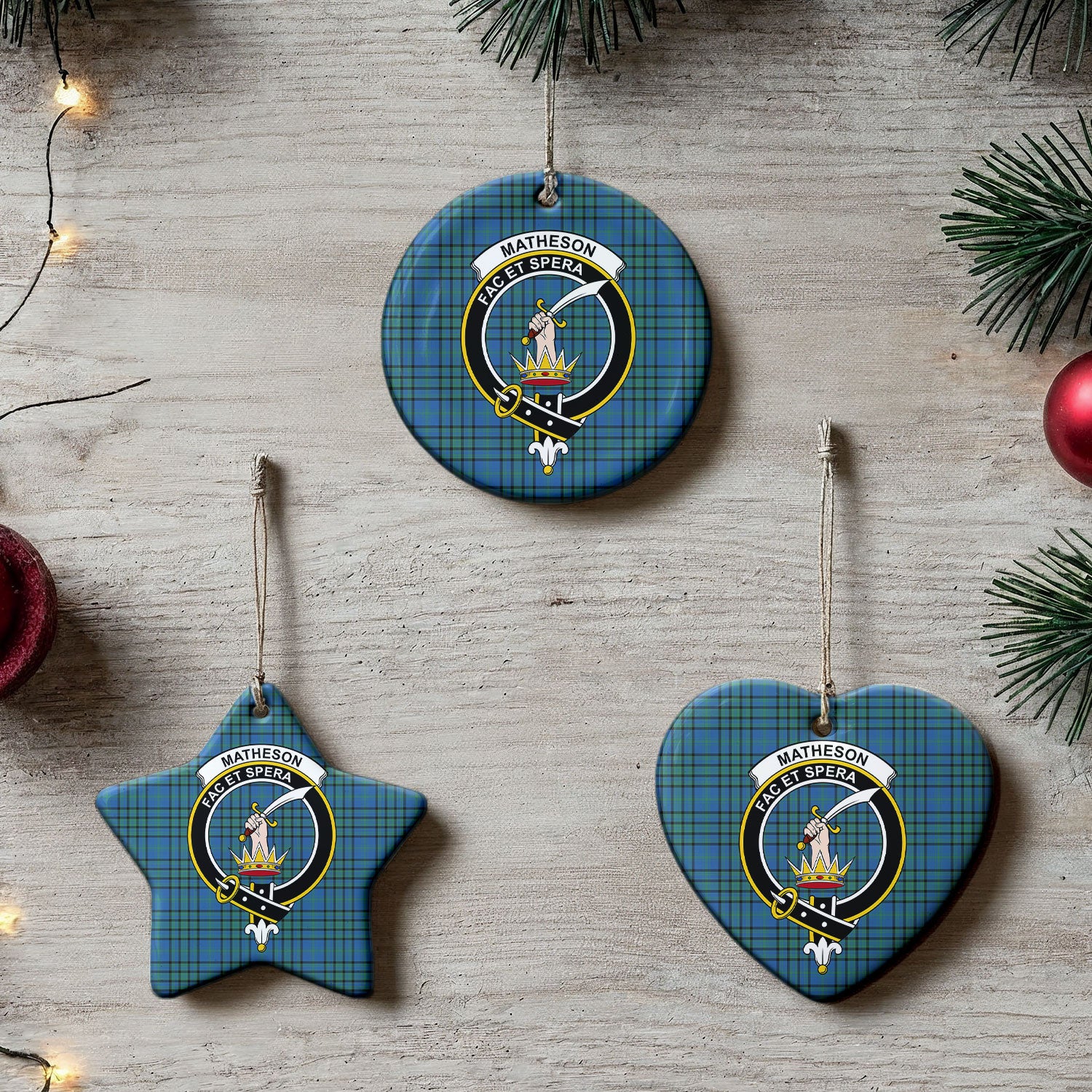 Matheson Hunting Ancient Tartan Crest Christmas Ceramic Ornament