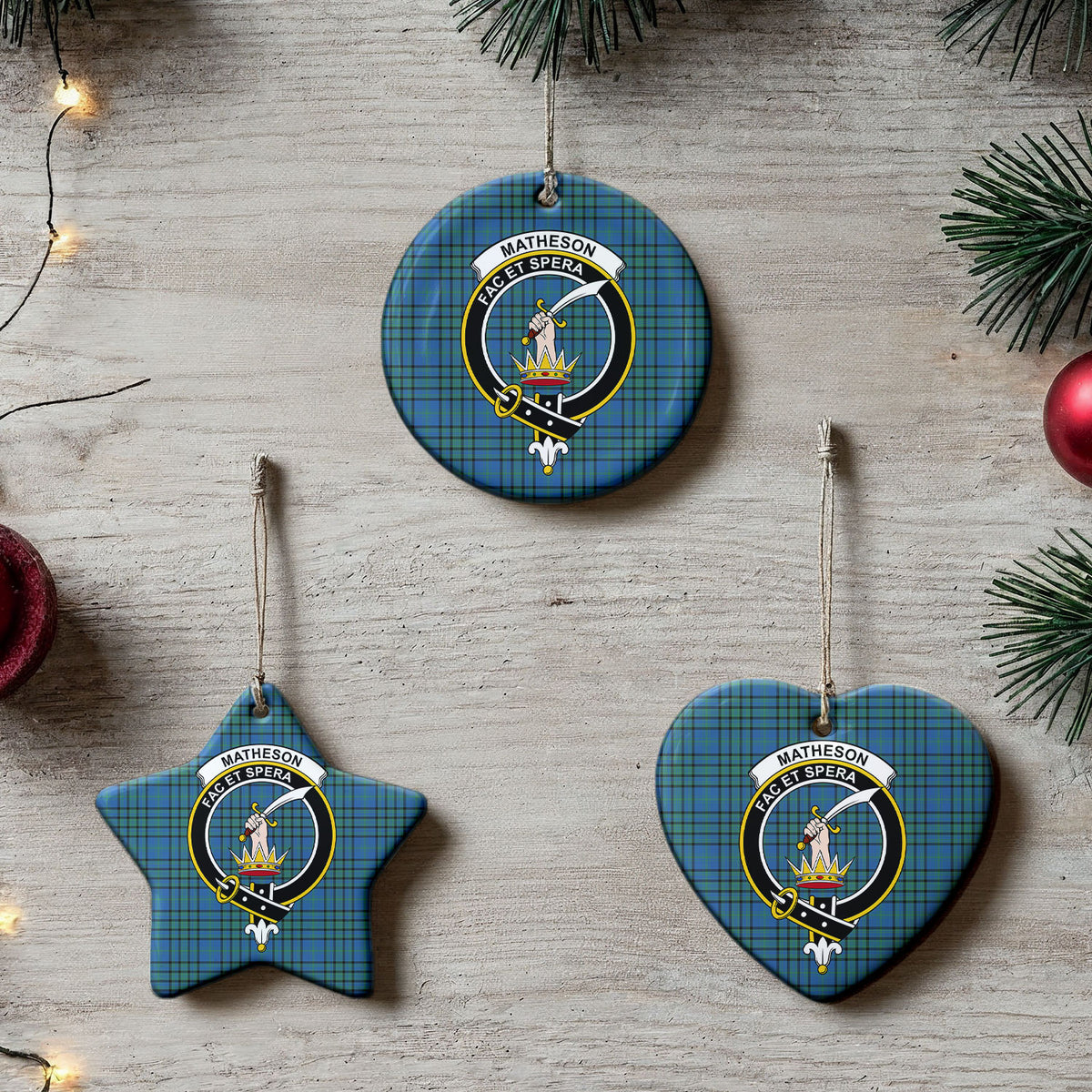 Matheson Hunting Ancient Tartan Crest Christmas Ceramic Ornament