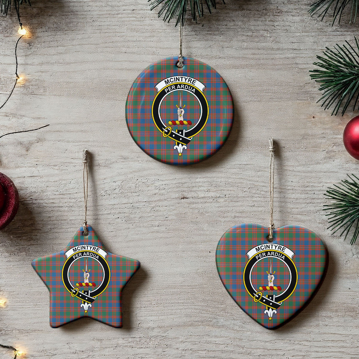 McIntyre Ancient Tartan Crest Christmas Ceramic Ornament