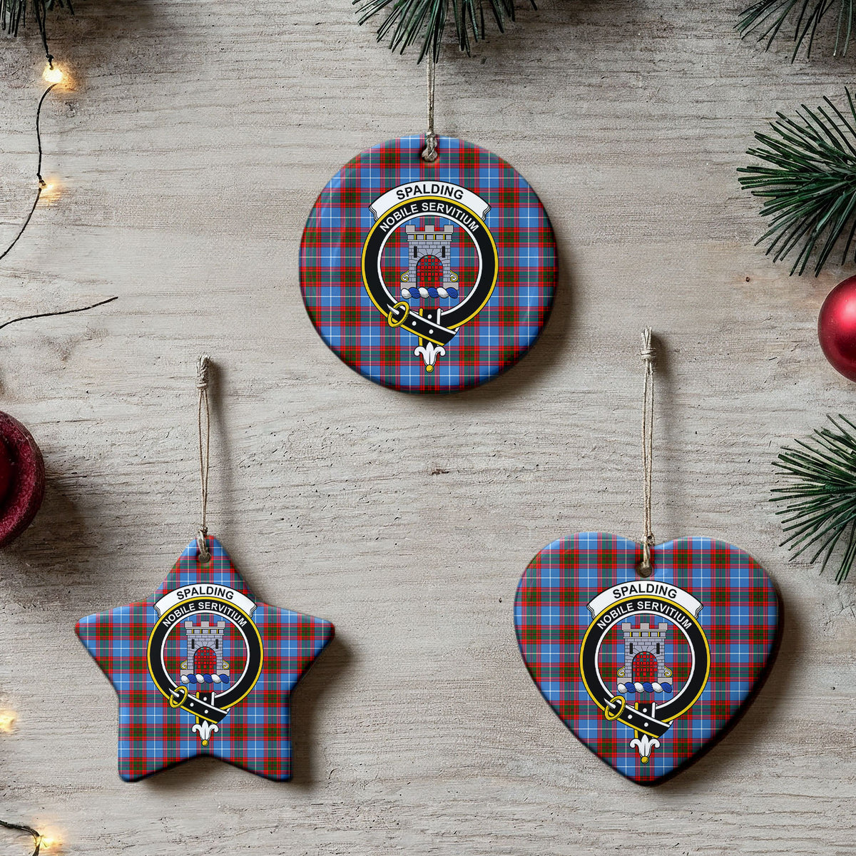 Spalding Tartan Crest Christmas Ceramic Ornament